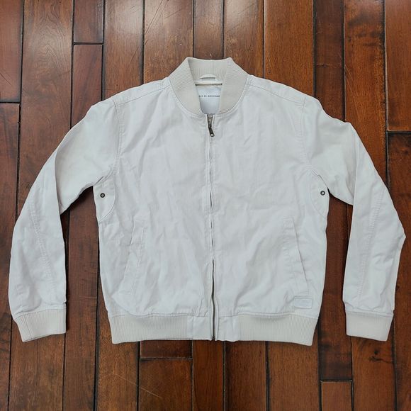 Vintage DEUS EX MACHINA Motorcycles Spell Out Garth Bomber Track Jacket White XL - Picture 1 of 12